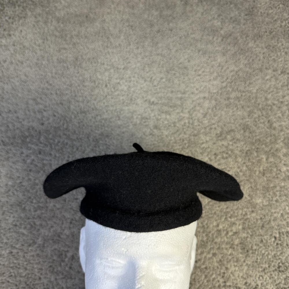 Vintage Burdines Hat Beret Womens S Black Wool Felt Lined Florida Logo
